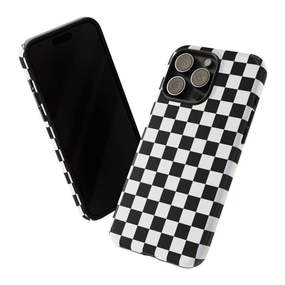 Funda para iPhone con diseño de cuadros en blanco y negro de Skater Girl