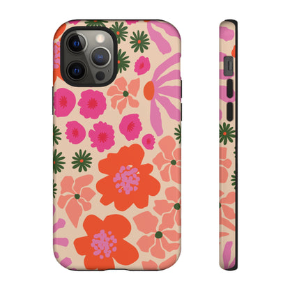 Funda para iPhone con diseño floral y flores en plena floración