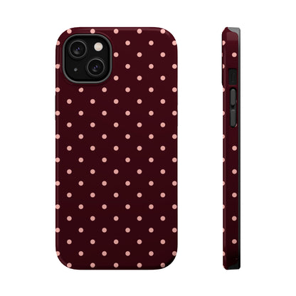 Pretty Please | Burgundy Polka Dot iPhone Case