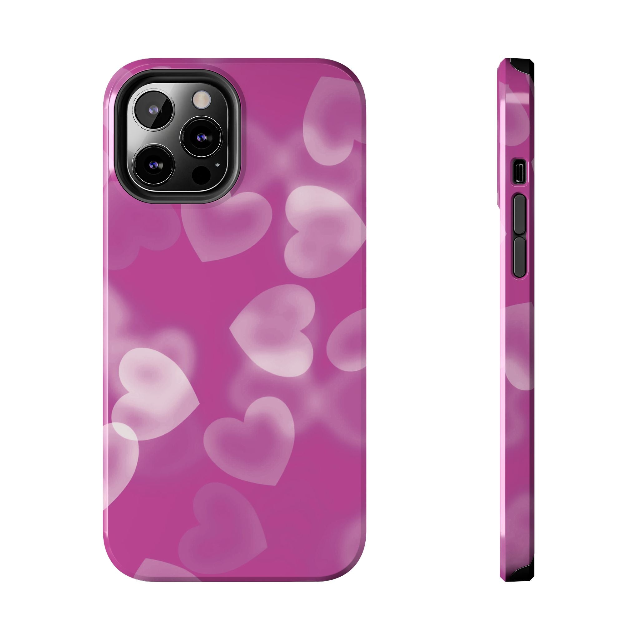 Coque iPhone rose avec coeurs en aérographe