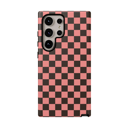 Checked Out | Pink & Brown Checkerboard Case