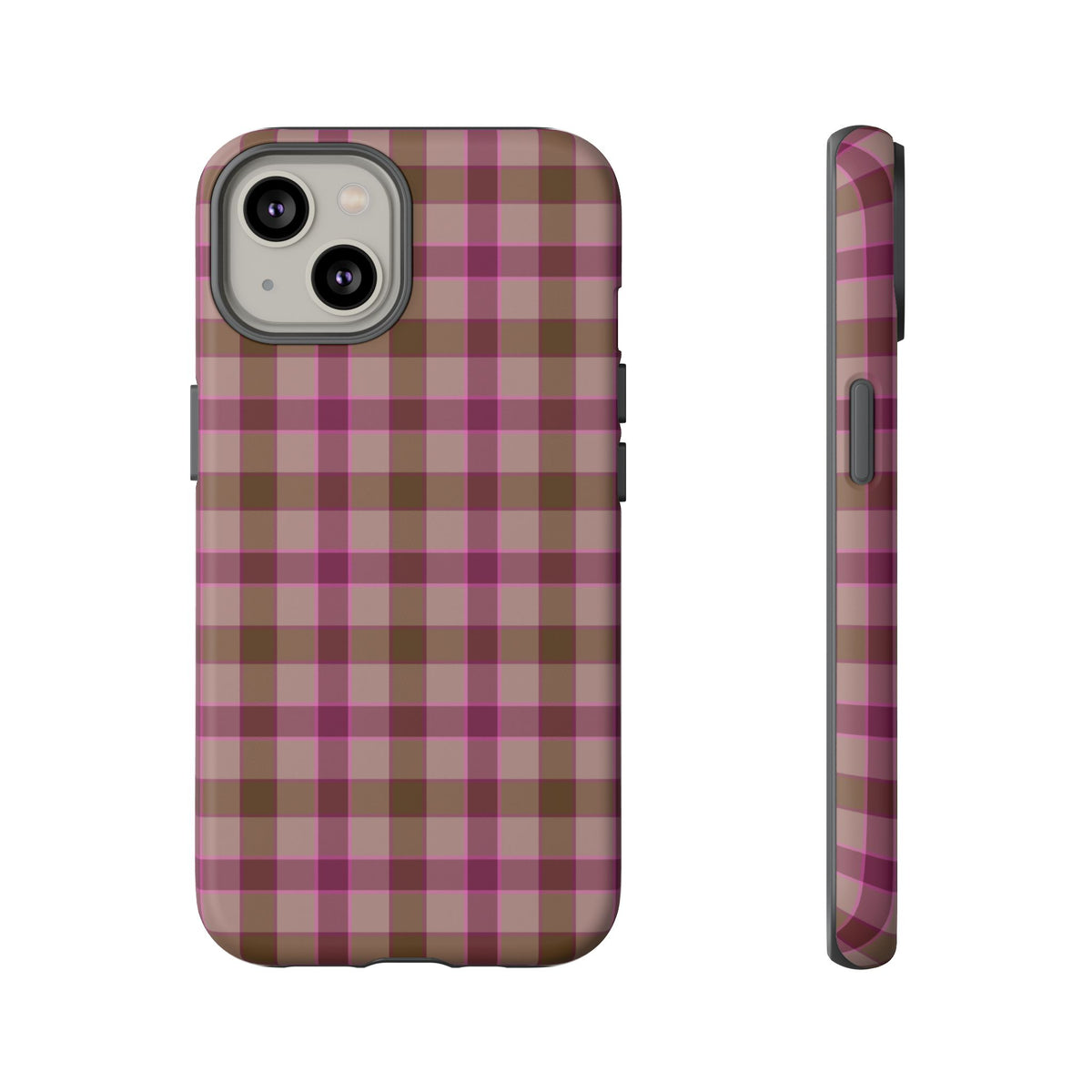 Mulberry Plaid | Pink & Brown Plaid iPhone Case
