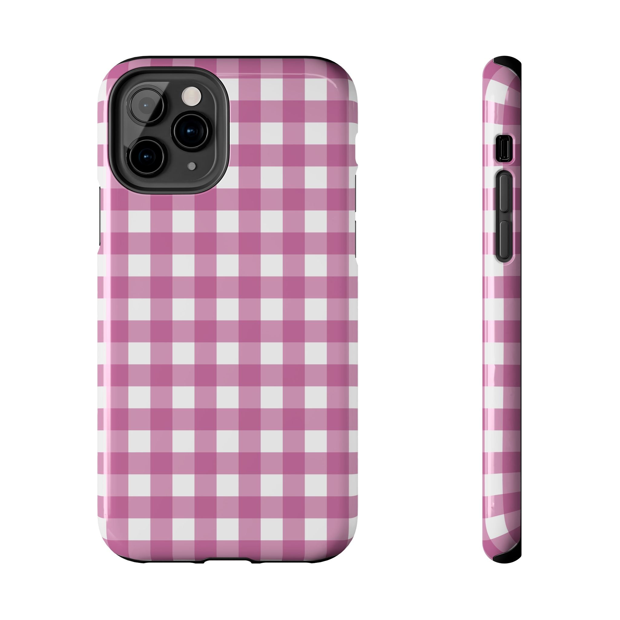 Pink Plaid Gingham Check iPhone Case