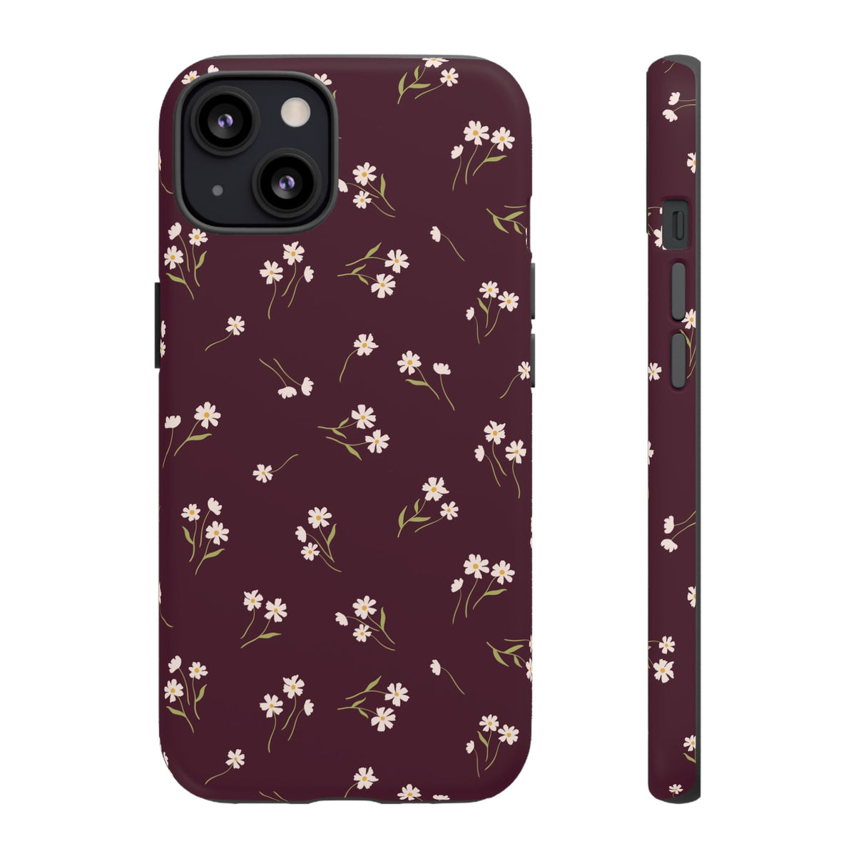 Dainty Daisy | Burgundy Floral iPhone Case