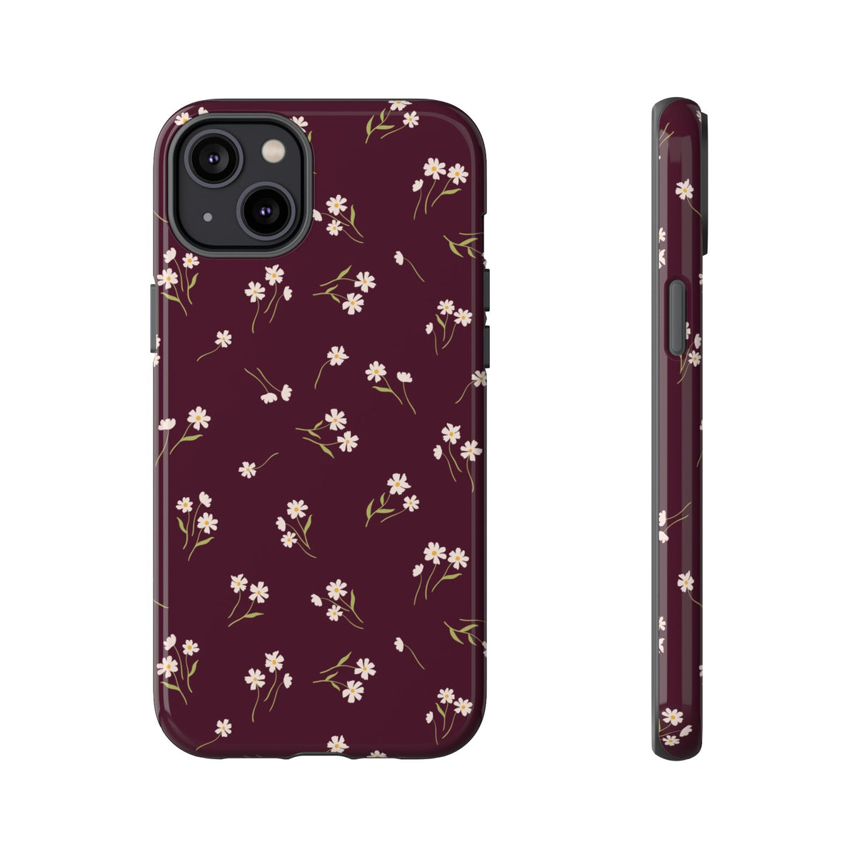 Dainty Daisy | Burgundy Floral iPhone Case
