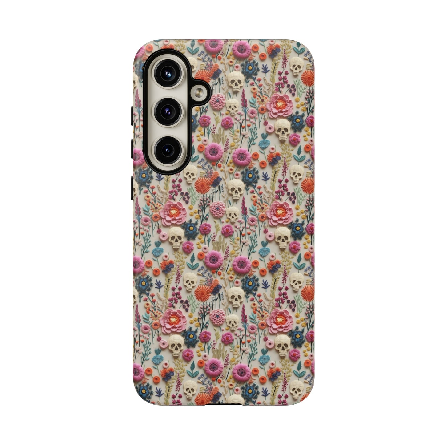 Skulls & Flowers | Embroidery Effect Case