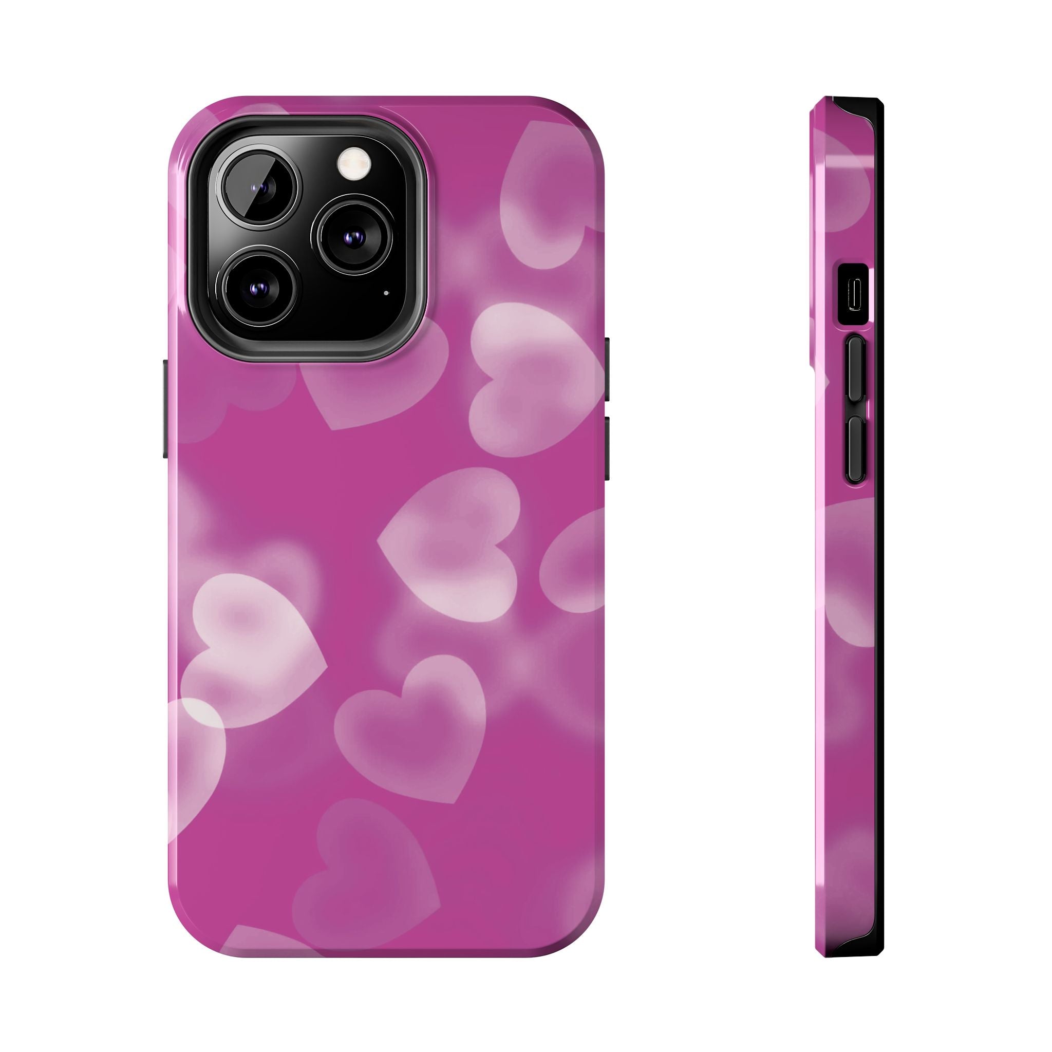 Coque iPhone rose avec coeurs en aérographe