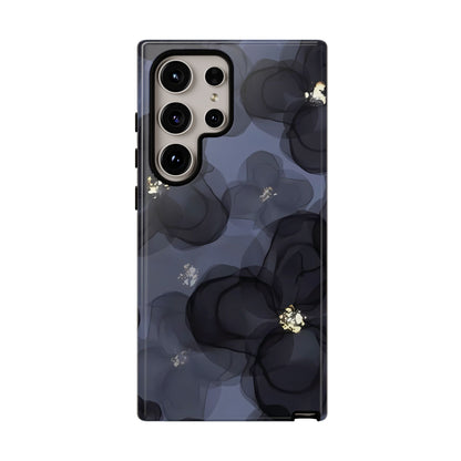 Double exposition | Coque Galaxy à fleurs bleues