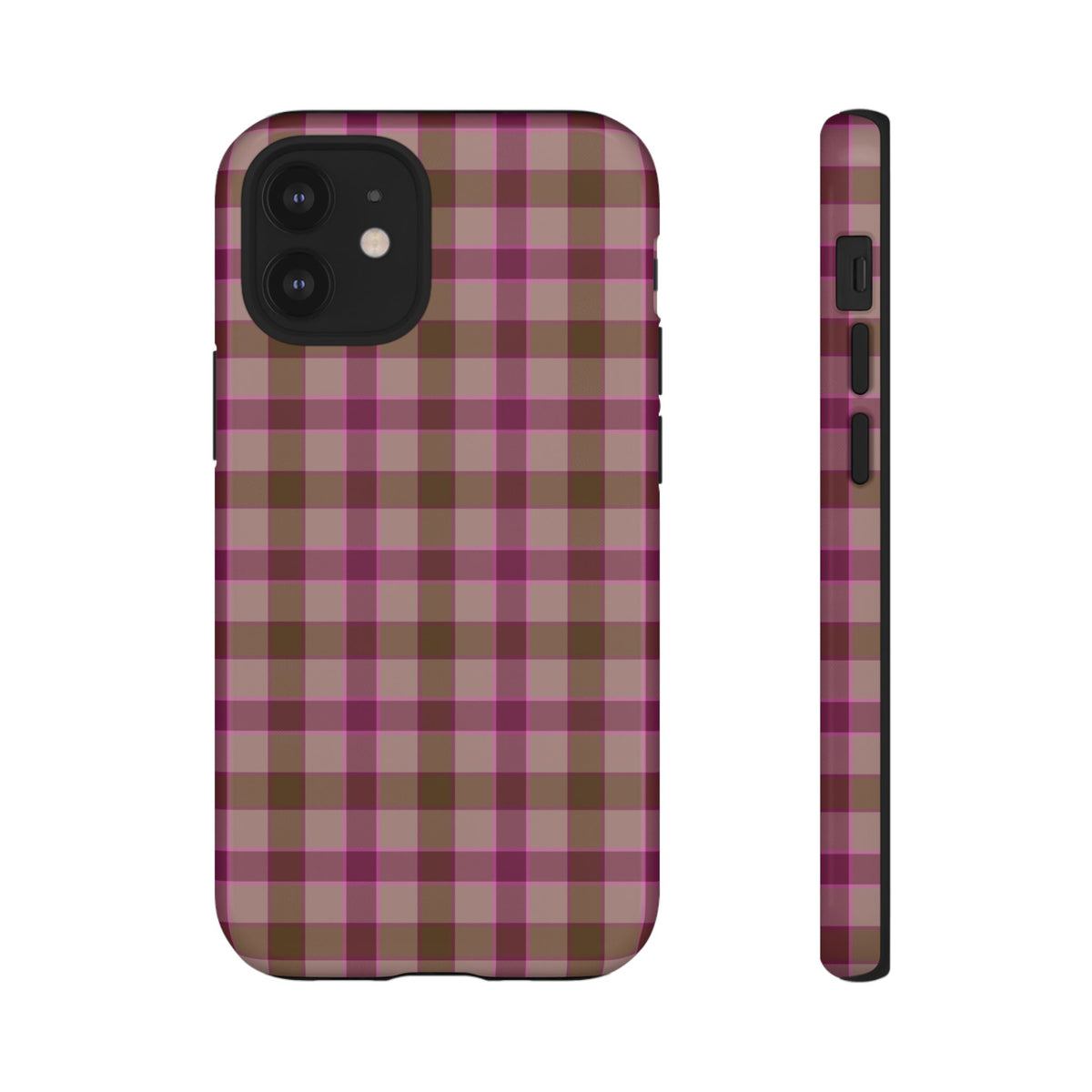 Mulberry Plaid | Pink & Brown Plaid iPhone Case