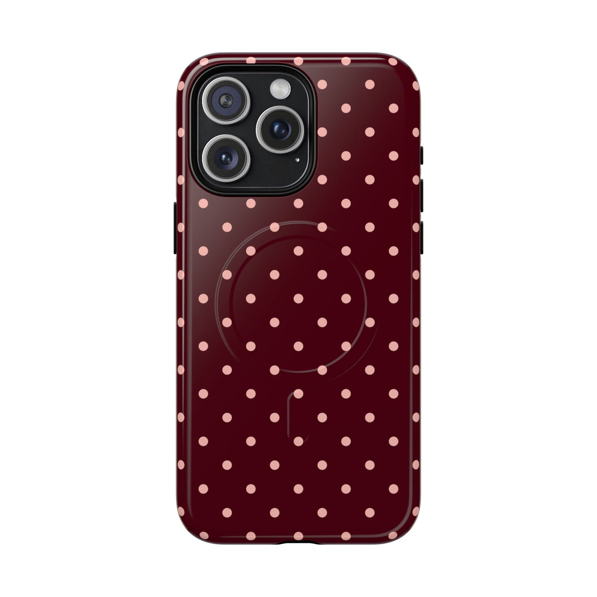 Pretty Please | Burgundy Polka Dot MagSafe Case