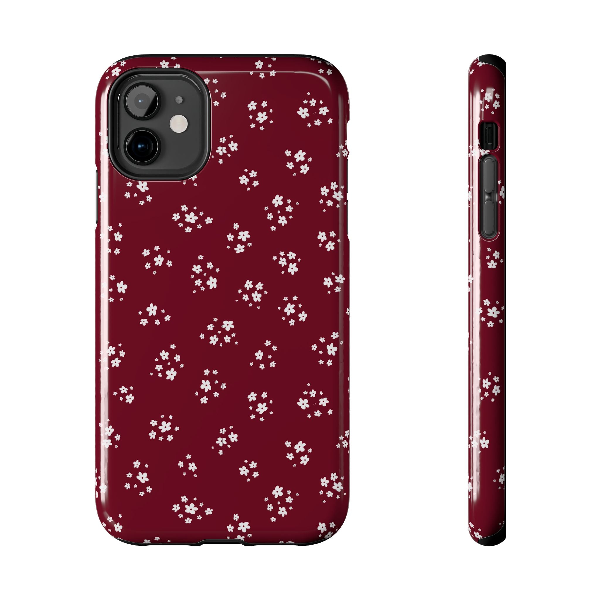 Maroon Blooms Floral iPhone Case