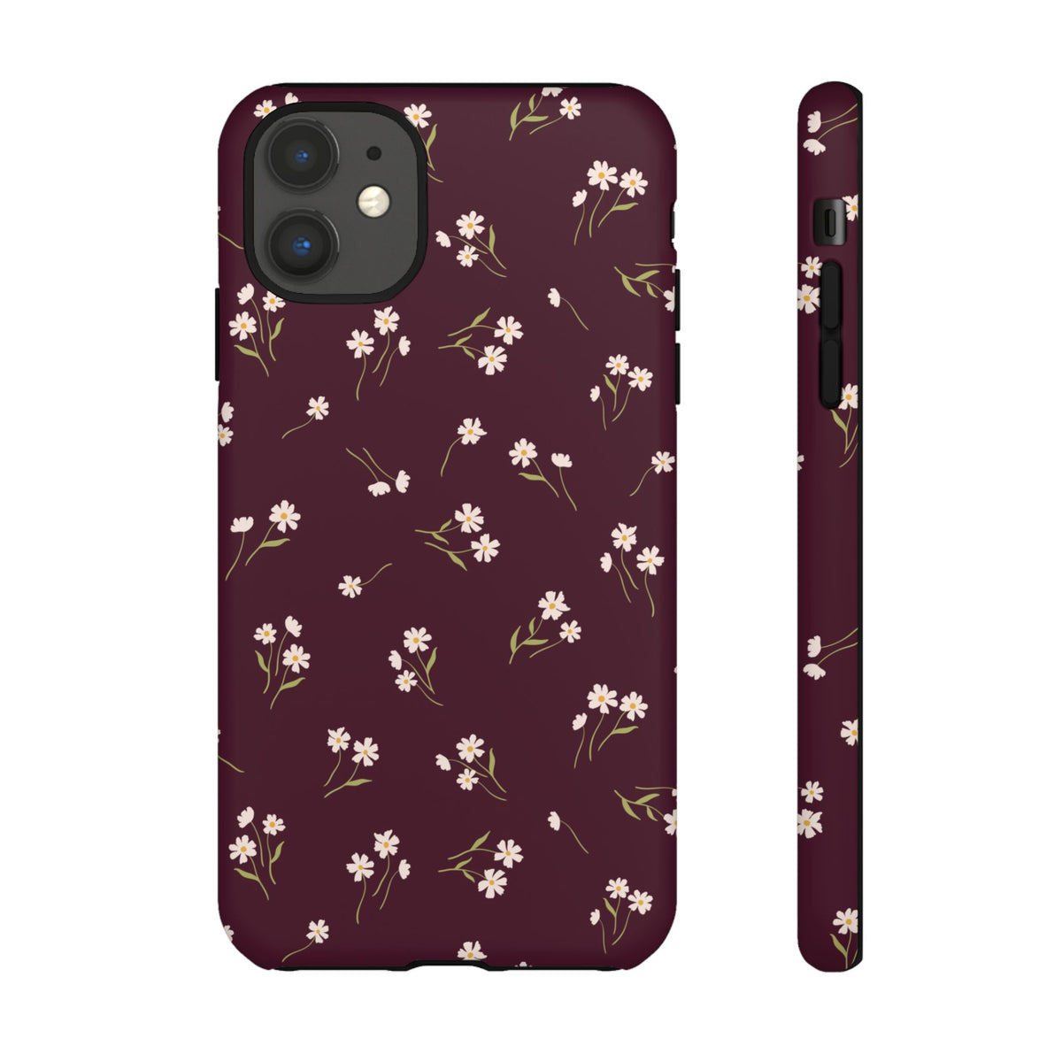 Dainty Daisy | Burgundy Floral iPhone Case