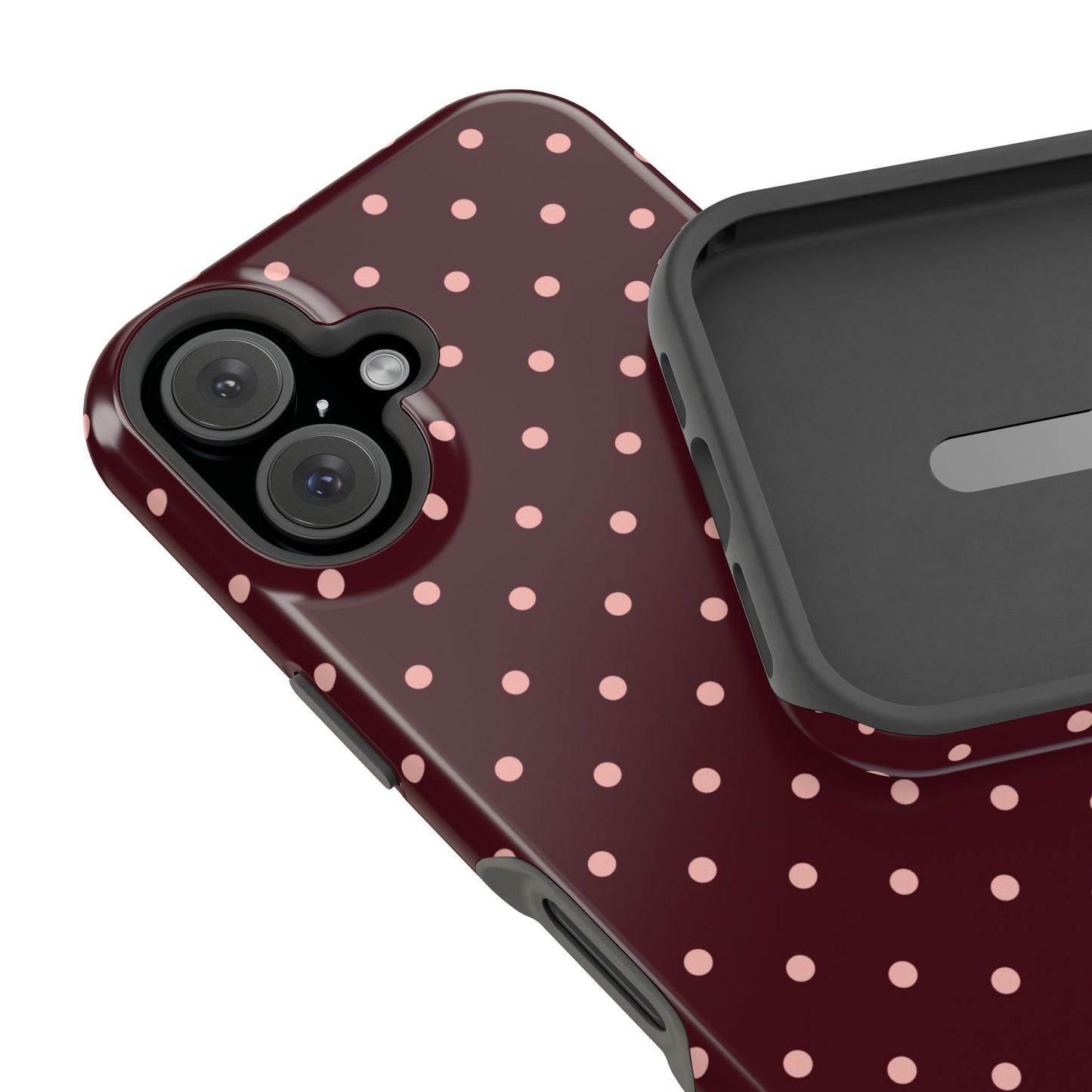 Pretty Please | Burgundy Polka Dot iPhone Case