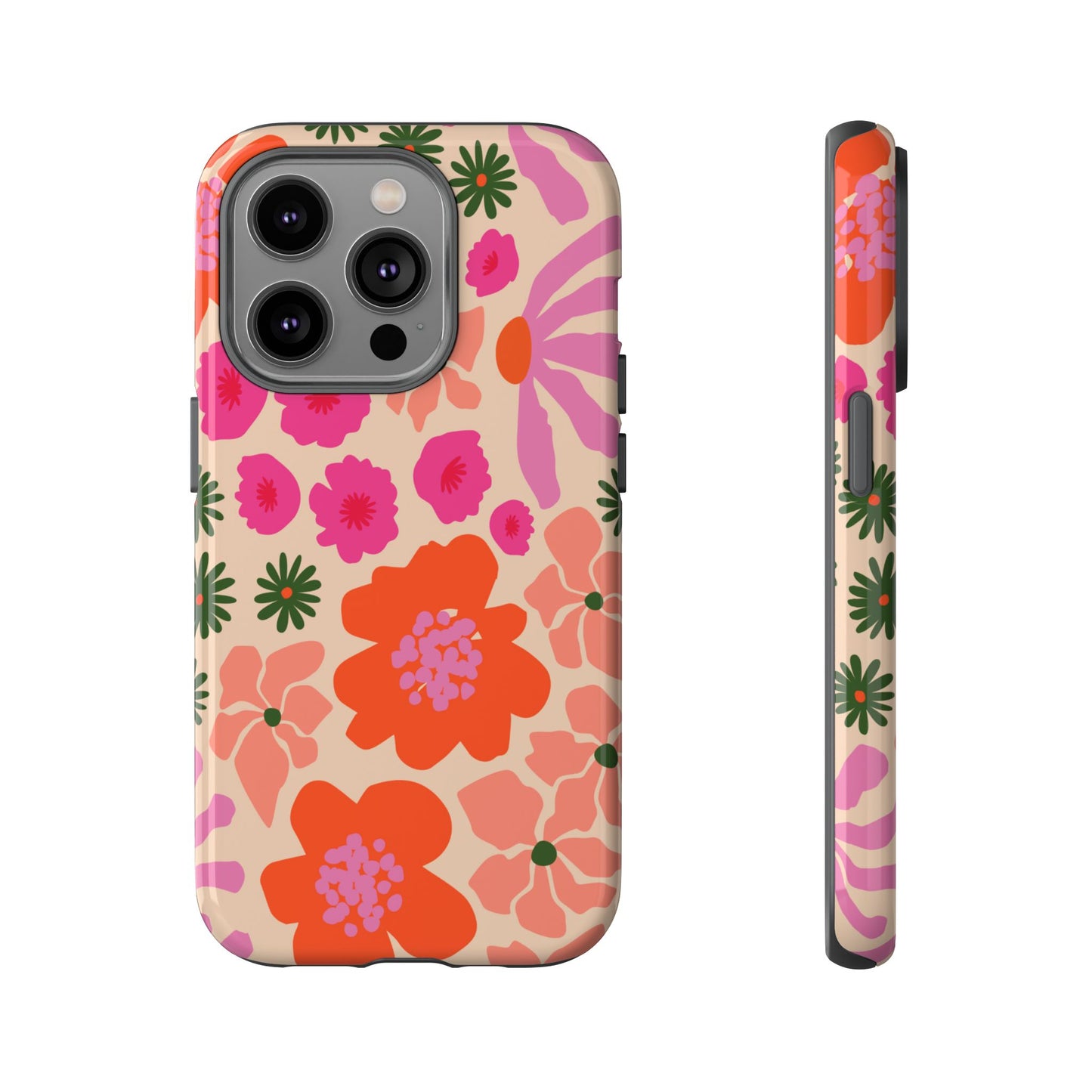 Funda para iPhone con diseño floral y flores en plena floración