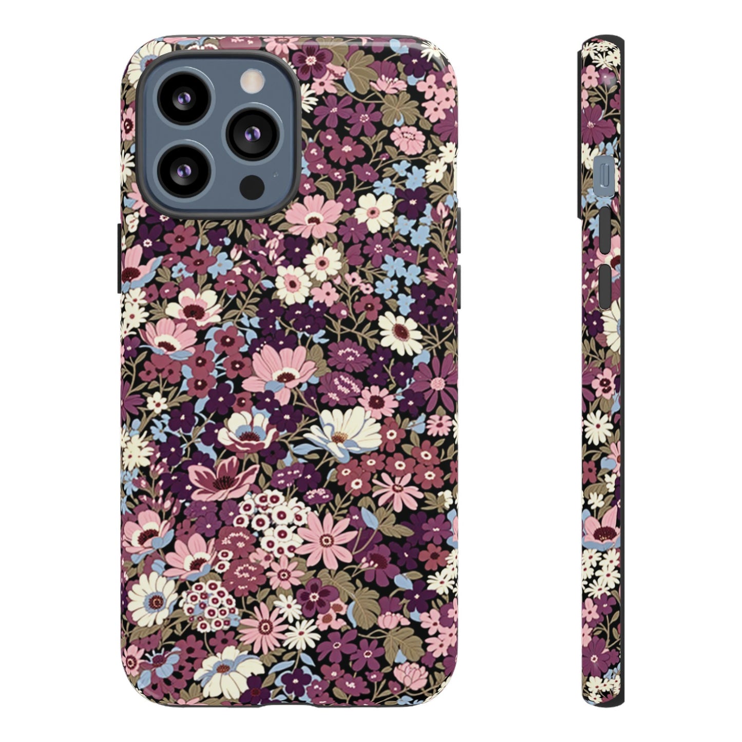 Funda para iPhone con diseño floral morado y ciruela azucarada