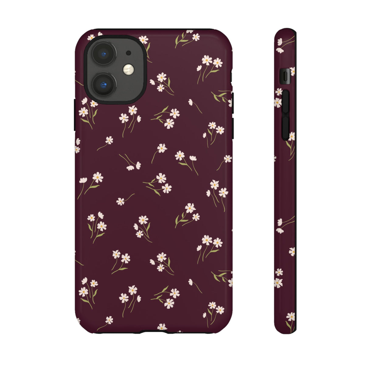 Dainty Daisy | Burgundy Floral iPhone Case