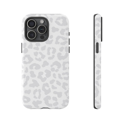 Snow Bunny | White & Gray Leopard Print Case