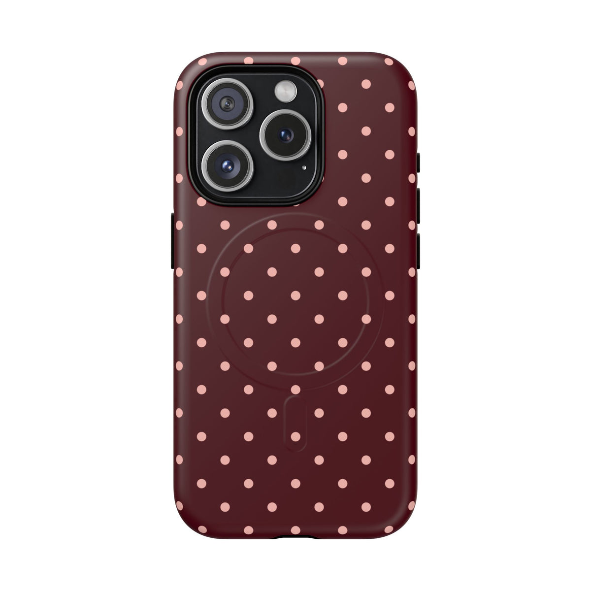 Pretty Please | Burgundy Polka Dot MagSafe Case