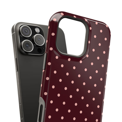 Pretty Please | Burgundy Polka Dot iPhone Case