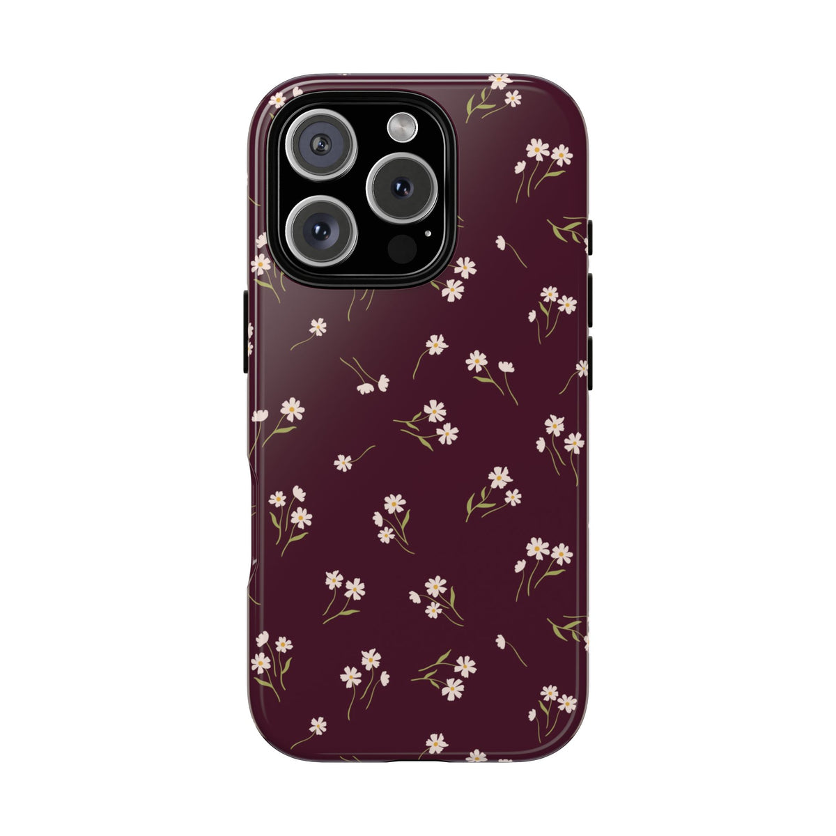 Dainty Daisy | Burgundy Floral iPhone Case