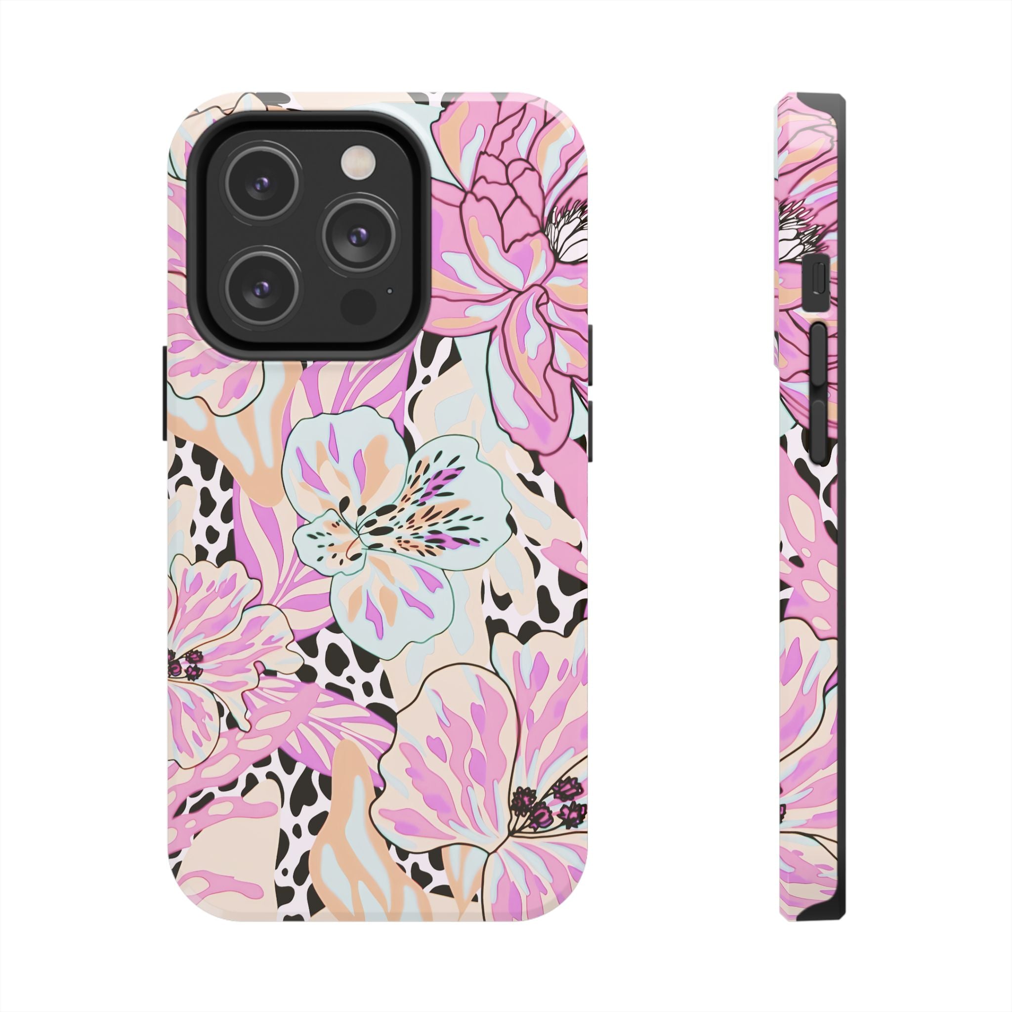 Coque iPhone à motif floral pastel | Lys léopard