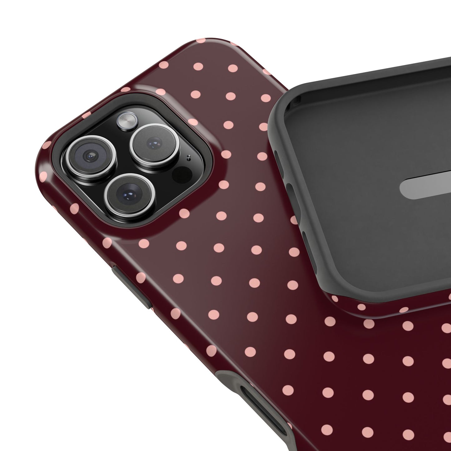 Pretty Please | Burgundy Polka Dot iPhone Case