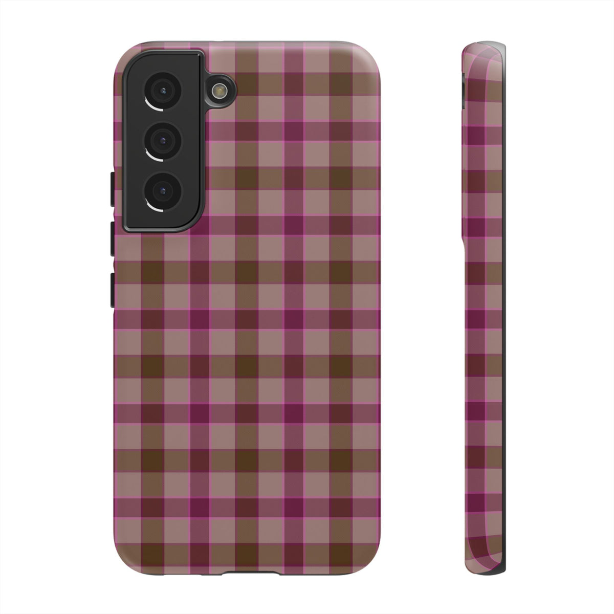 Mulberry Spice | Pink & Burgundy Plaid Galaxy Case