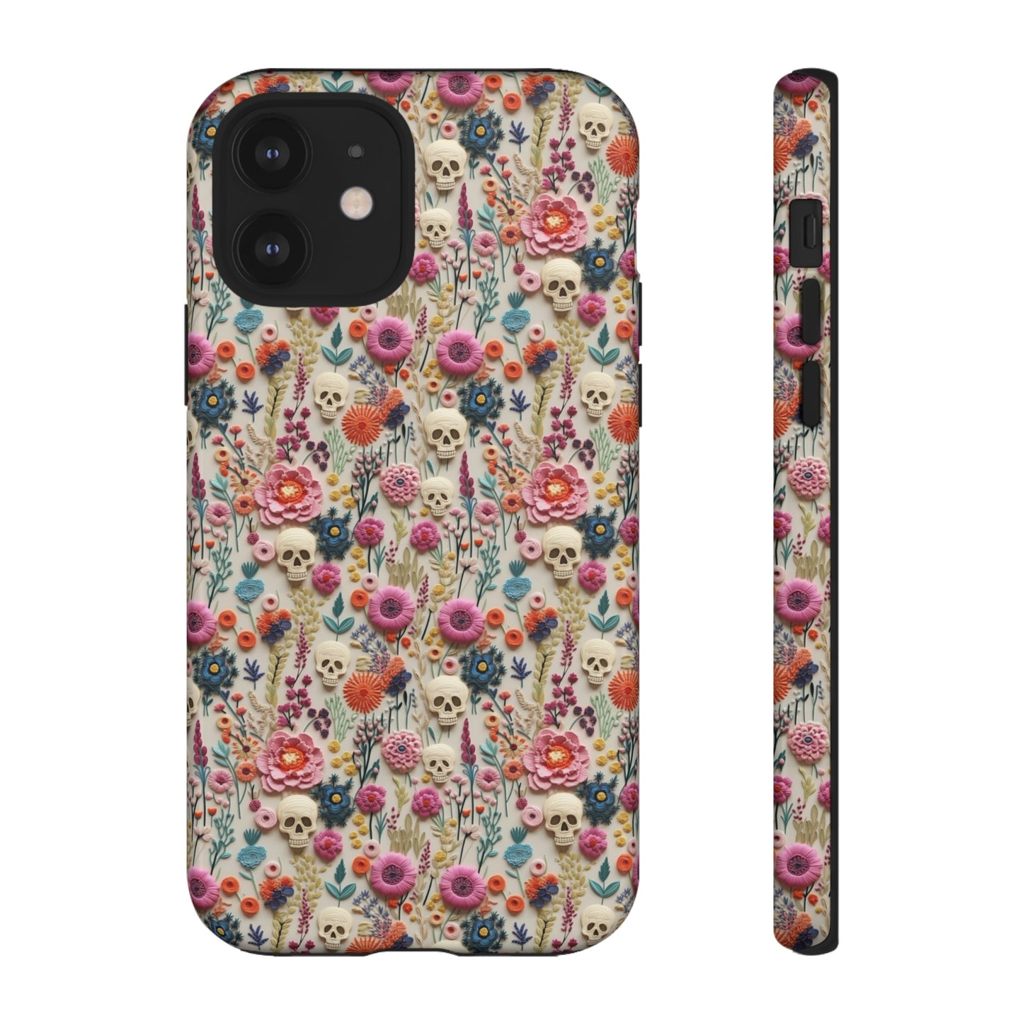 Skulls & Flowers | Embroidery Effect Case