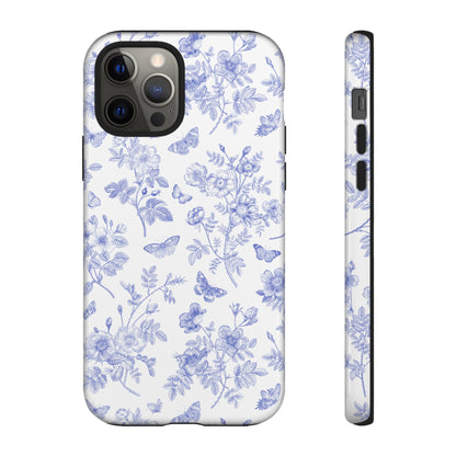 Wild Roses | Blue Floral Butterfly Toile Case