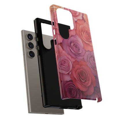 Coque Galaxy à motifs floraux | Roses dégradées