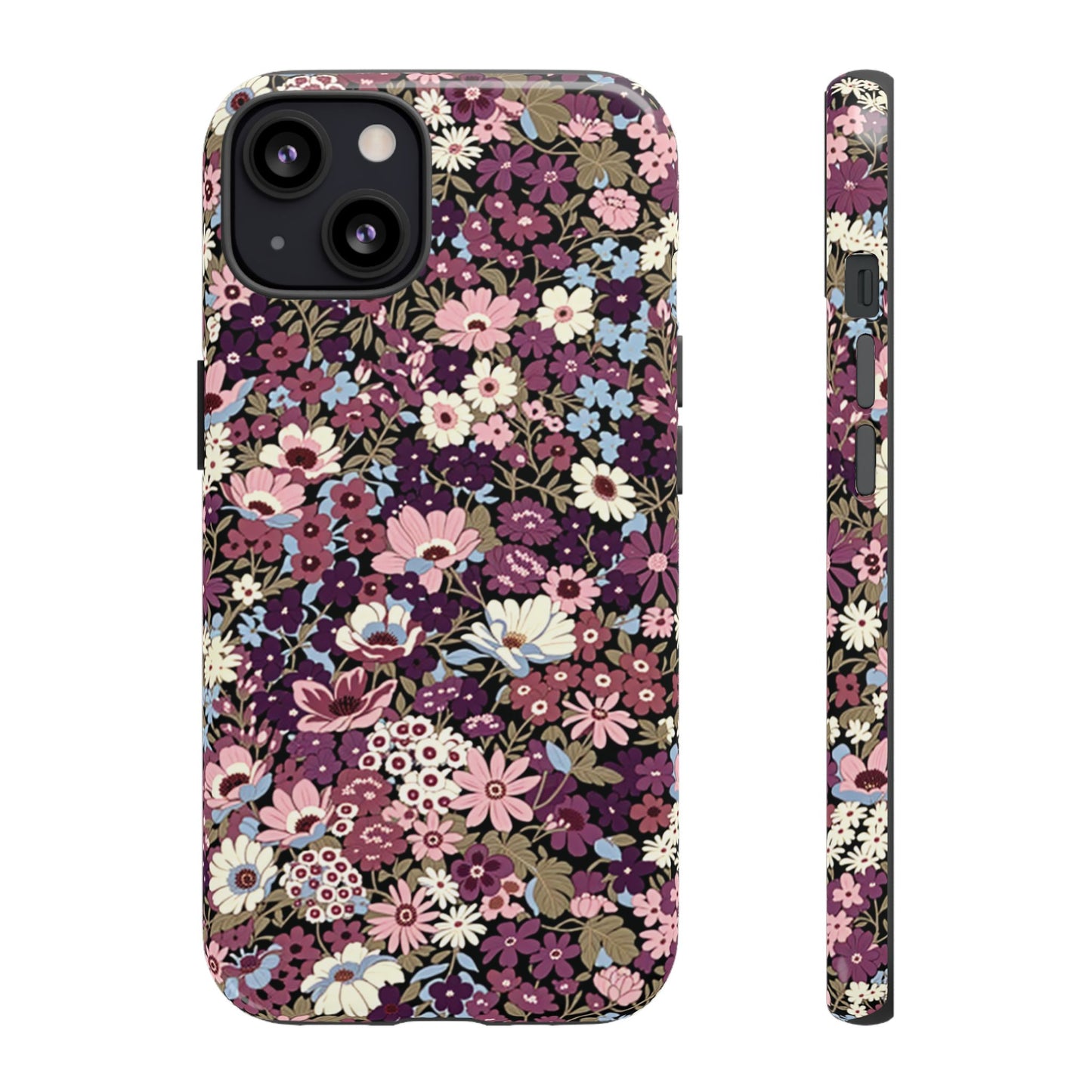 Funda para iPhone con diseño floral morado y ciruela azucarada