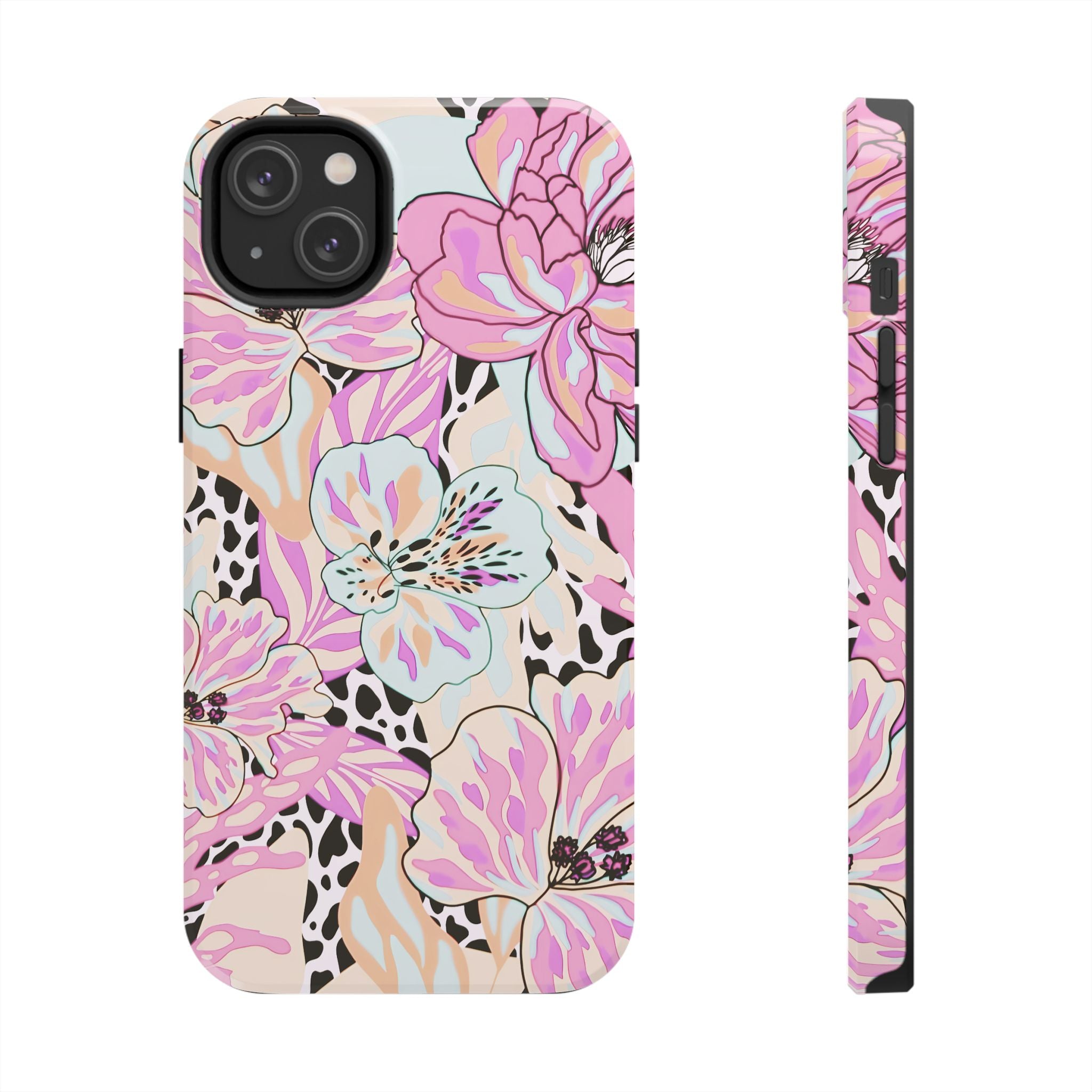 Coque iPhone à motif floral pastel | Lys léopard