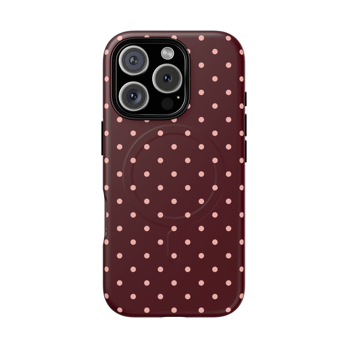 Pretty Please | Burgundy Polka Dot MagSafe Case