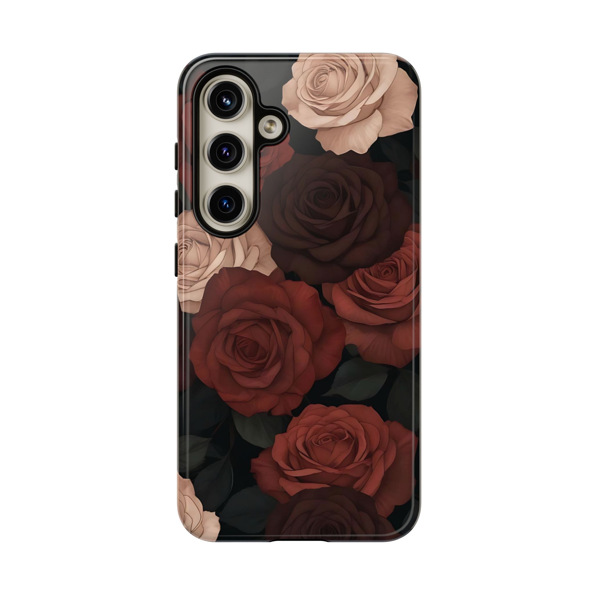 Funda Galaxy con diseño floral en color marrón y rosas
