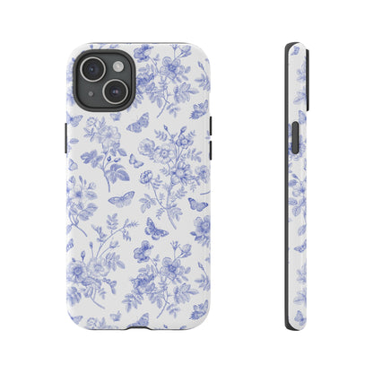 Wild Roses | Blue Floral Butterfly Toile Case