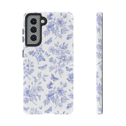 Wild Roses | Blue Floral Butterfly Toile Case