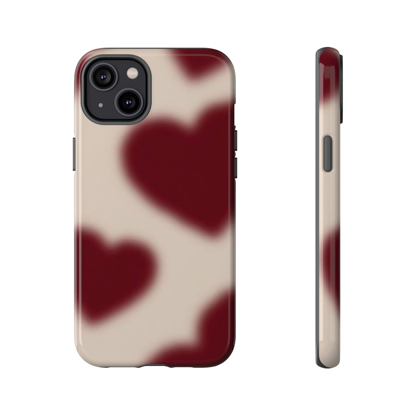 Funda para iPhone con corazones con enfoque suave y deseos del corazón