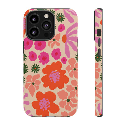 Funda para iPhone con diseño floral y flores en plena floración