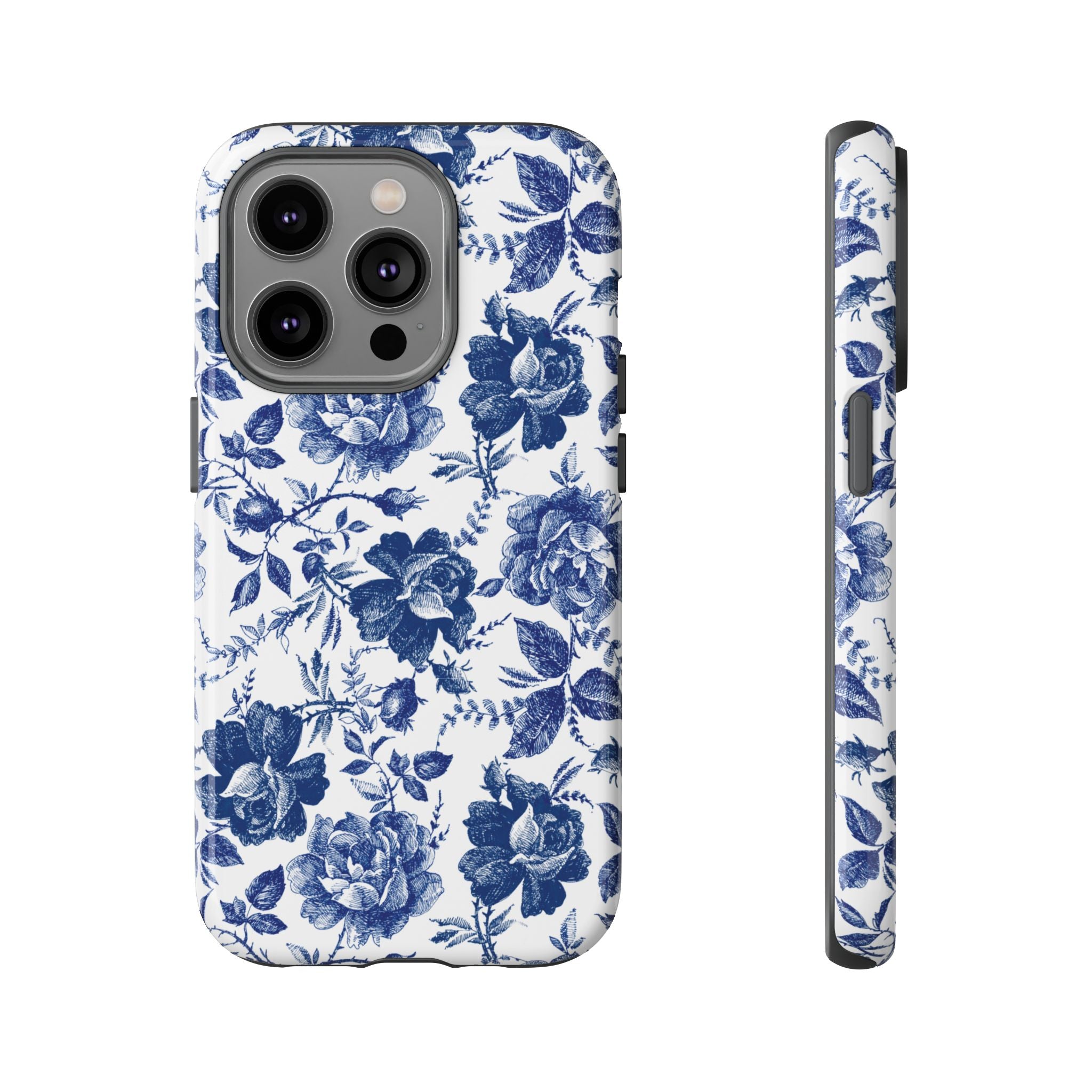 Coque iPhone Indigo Rose | Motif floral rétro