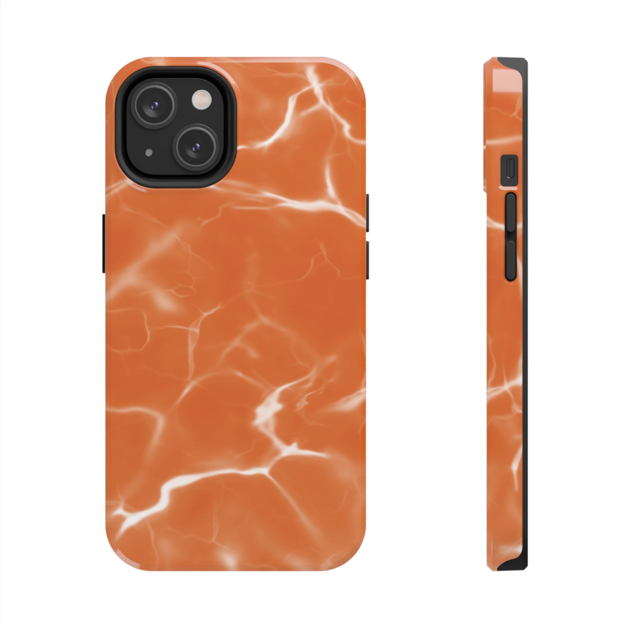 Electric Orange Marbled iPhone Case