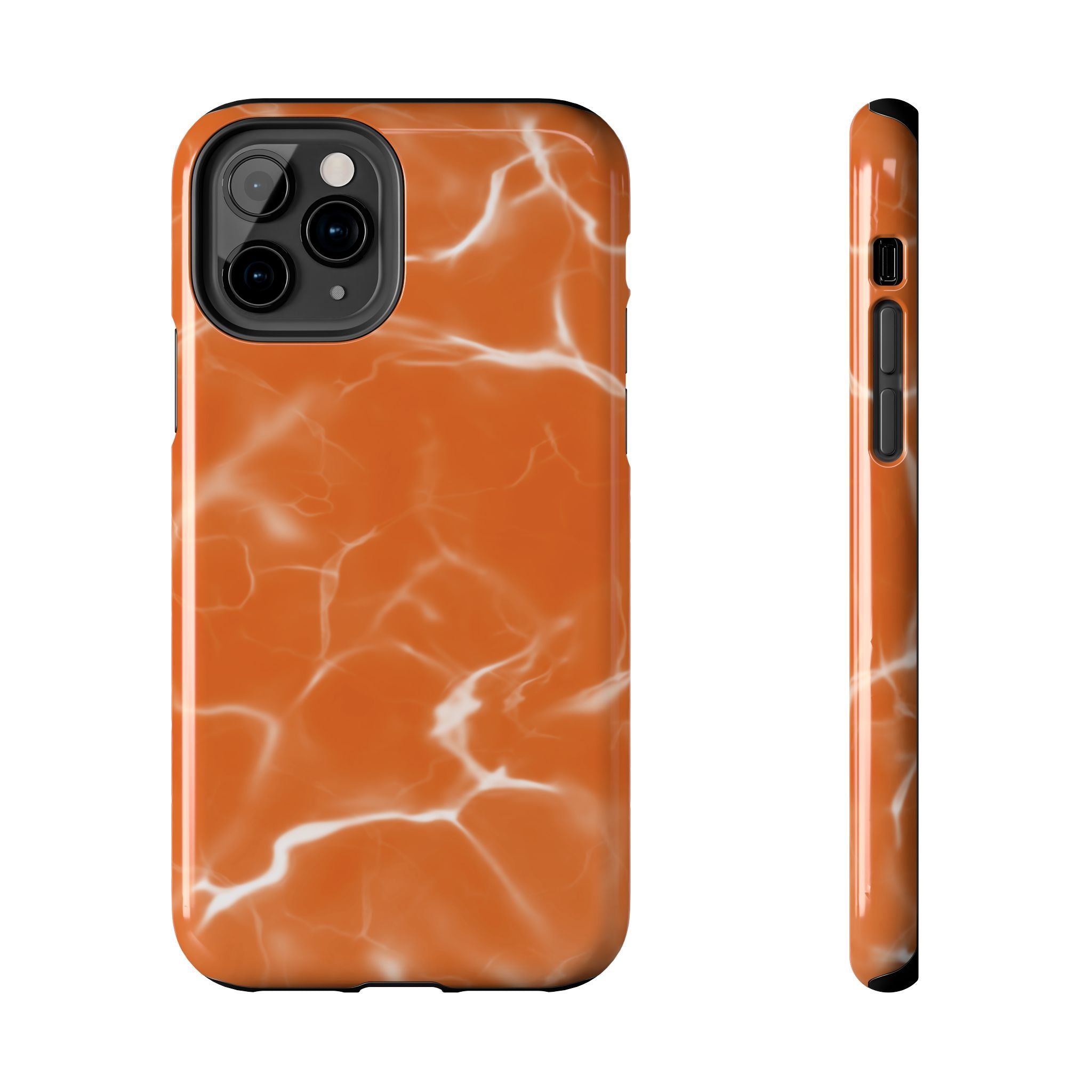 Electric Orange Marbled iPhone Case