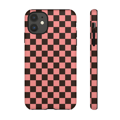 Checked Out | Pink & Brown Checkerboard Case