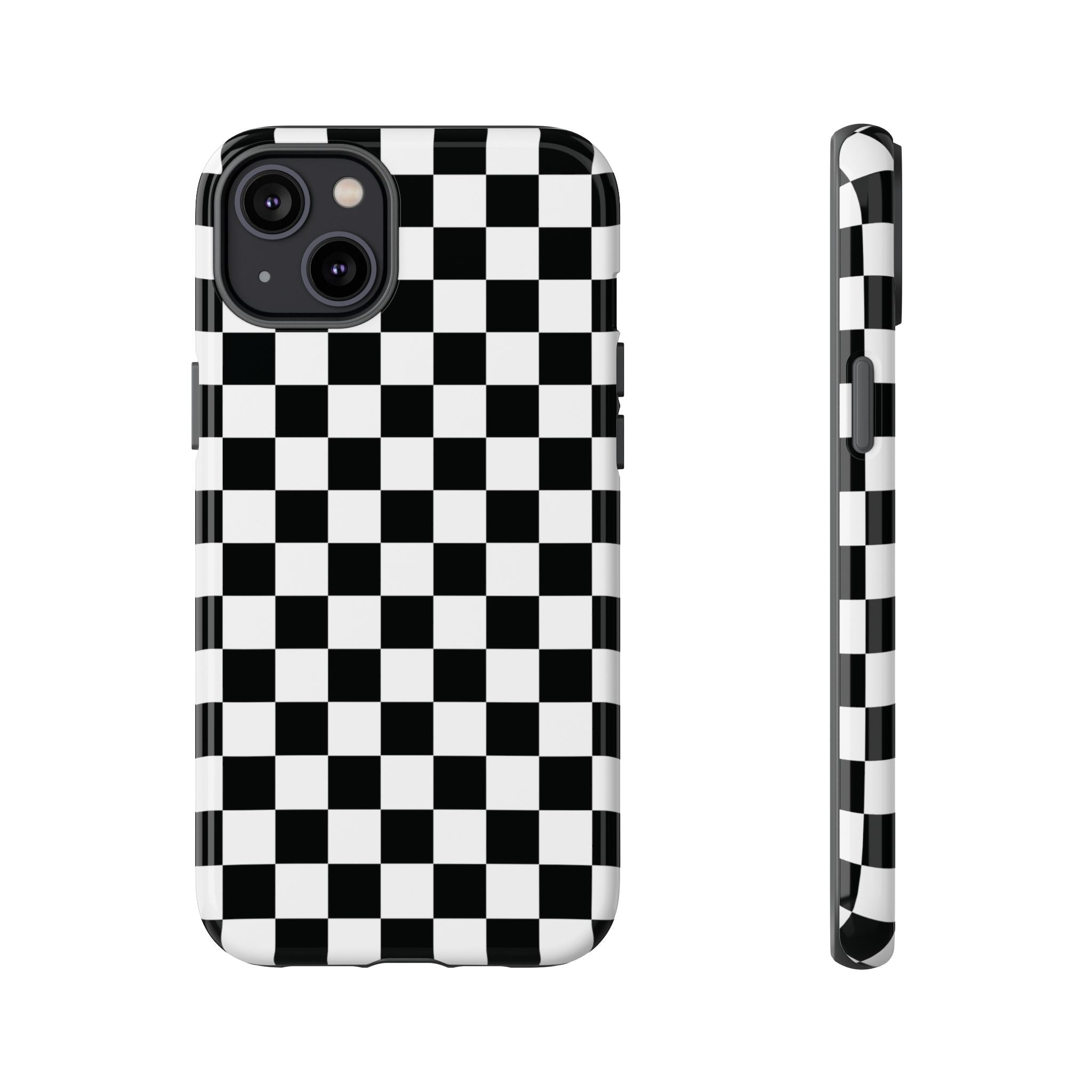 Coque iPhone à damier noir et blanc Skater Girl |
