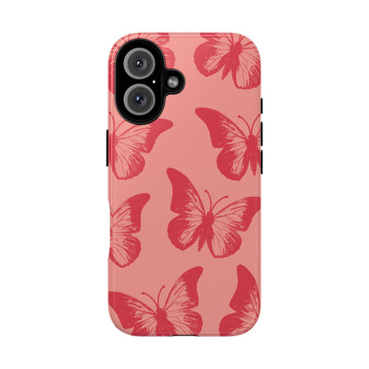 Funda para iPhone con diseño de mariposa social y mariposa color melocotón