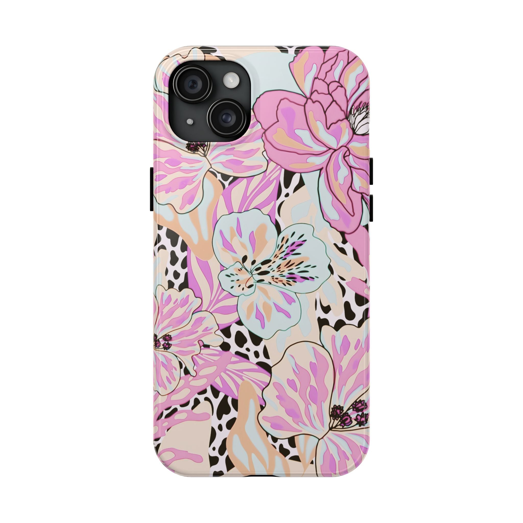 Coque iPhone à motif floral pastel | Lys léopard
