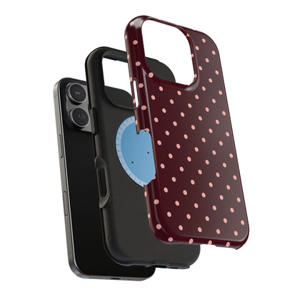 Pretty Please | Burgundy Polka Dot iPhone Case