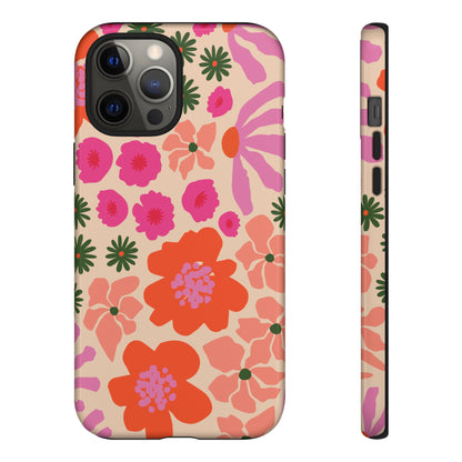 Funda para iPhone con diseño floral y flores en plena floración