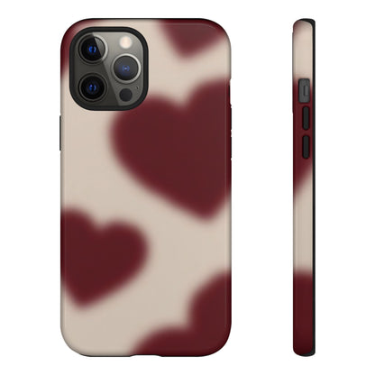 Funda para iPhone con corazones con enfoque suave y deseos del corazón