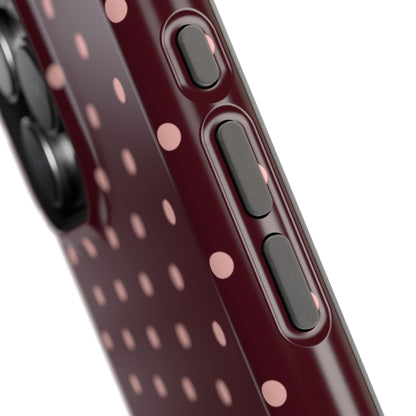 Pretty Please | Burgundy Polka Dot iPhone Case