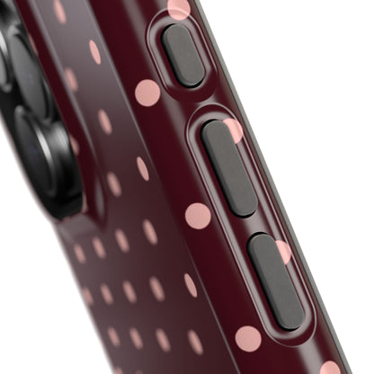 Pretty Please | Burgundy Polka Dot iPhone Case